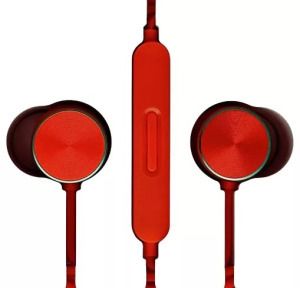 Vezetékes fülhallgató, beépített mikrofon, hívásfogadás, 3,5mm jack, piros