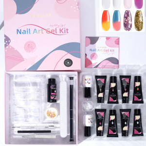 Glamador UV poli gél köröm készlet - 8 szín, köröm hosszabbító, teljes köröm gél készlet, UV gél