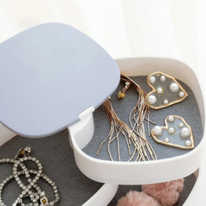 Tükrös ékszertartó doboz - 4 szintes / fehér-szürke