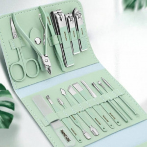 Manikűr és pedikűr készlet (16 db) menta zöld