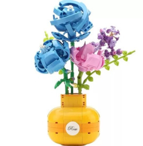 Balody Kék Rózsa - Mini Blocks Virágváza építőjáték (522 db) - Aromaterápiás funkció