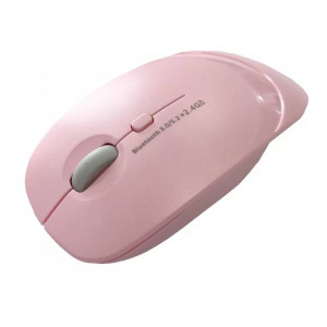 Vezeték nélküli egér, 2 üzemmód: 2.4GHz/BT 5.2, cserélhető borítás, pink