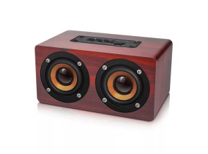 Bluetooth hordozható fahangszóró, AUX input, MicroSD kártyaolvasó, sötétbarna