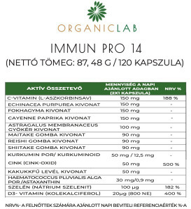 Organiclab immun pro 14 immunrendszer támogató