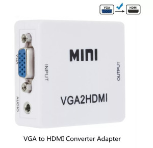 VGA+Jack -> HDMI átalakító adapter, 1080p, videó+audio konverter, fehér
