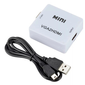 VGA+Jack -> HDMI átalakító adapter, 1080p, videó+audio konverter, fehér