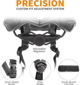 Női/Férfi kerékpáros sisak, L 58-61cm, fényvisszaverő csíkok, fekete minta