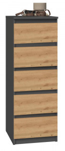 Riano MIX W5 komód, 40x111x45 cm, antracit-tölgy