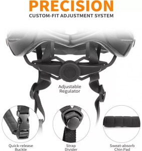 Női/Férfi kerékpáros sisak, M 54-58cm, fényvisszaverő csíkok, fekete minta
