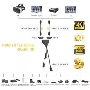 HDMI splitter, 1db HDMI apa -> 2db HDMI anya elosztó, 4K UHD, Doonjiey