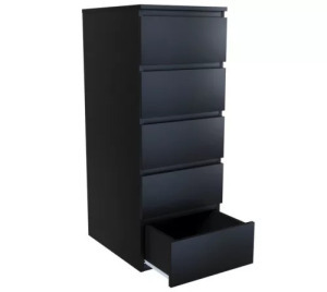 Baltrum W5 fiókos szekrény, 40x111x45 cm, fekete