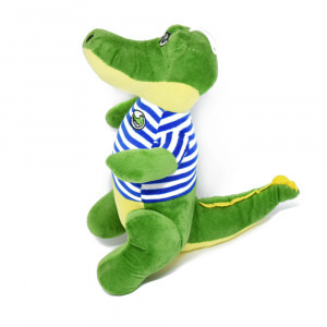Plüss krokodil kék-fehér pólóval, 27 cm (K)