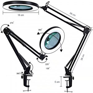 Asztali LED lámpa, 8x nagyítóval