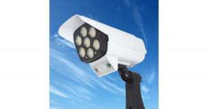 Álkamera LED reflektor, napelemes, mozgásérzékelős, kültéri, 77 LED