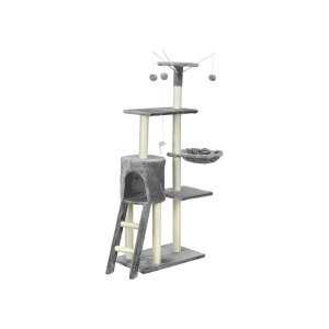Macska Scratching Post Sisal oszlopokkal játékágak mászó keret stabil mászó fa 138 cm