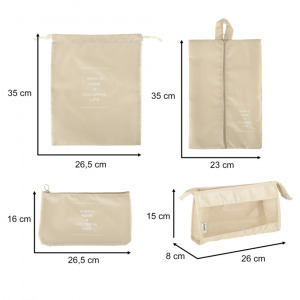 Bőrönd rendszervező készlet (8 db) - bézs