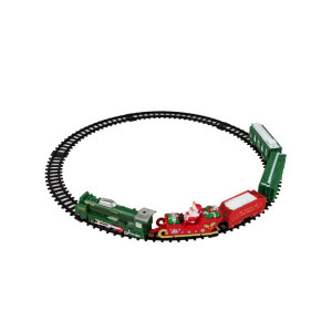 Zenélő, világító karácsonyi kisvasút 3 féle megépíthető pályával, elemes