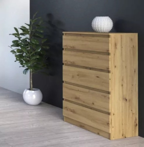 Shannan M5 fiókos szekrény, 70x109,5x40 cm, tölgy