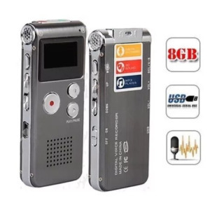 Digitális diktafon, hangrögzítő, mp3/wma lejátszó, 8 GB, fekete-ezüstszín