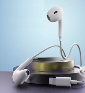 Vezetékes fülhallgató, Lightning, beépített mikrofonnal, fehér