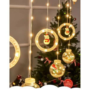 Összefűzhető Circle&Snowman/Hóember LED Körök, 3m, 8mód, 10gömb, meleg fény