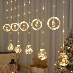 Összefűzhető Circle&Snowman/Hóember LED Körök, 3m, 8mód, 10gömb, meleg fény