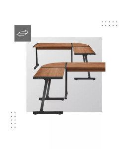 Sarok íróasztal 147 x 112 cm, fém / furnér, dió fal