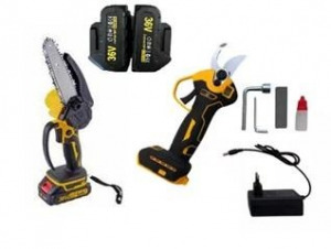 Tho akkumulátoros ágvágó szett - akkus láncfűrész és metszőolló- M-9034