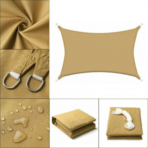 Napvitorla - árnyékoló teraszra, erkélyre és kertbe szögletes 3x4 m homok színben - polyester (vízálló)