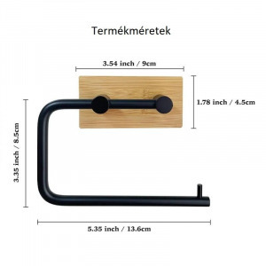 Elite Home Falra szerelhető WC papír tartó, bambusz + acél, fekete