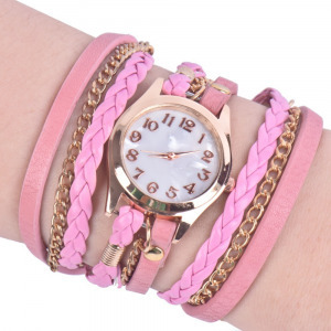 Divatos női karóra hosszú bőrszíjjal több színben