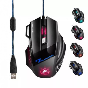 Vezetékes gamer egér, X7, 7200dpi, RGB világítás, fekete
