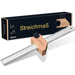 Multifunkciós famegmunkáló vonalzó, 30cm, 45°, 90°