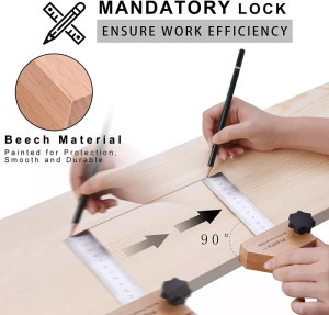 Multifunkciós famegmunkáló vonalzó, 30cm, 45°, 90°