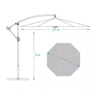 Függő napernyő 2,7 m, világos zöld