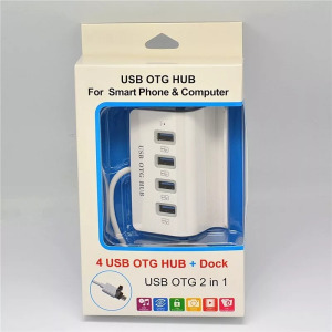 4-portos USB Hub elosztó (USB2.0/MicroUSB->4db USB2.0), fehér