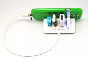 4-portos USB Hub elosztó (USB2.0/MicroUSB->4db USB2.0), fehér